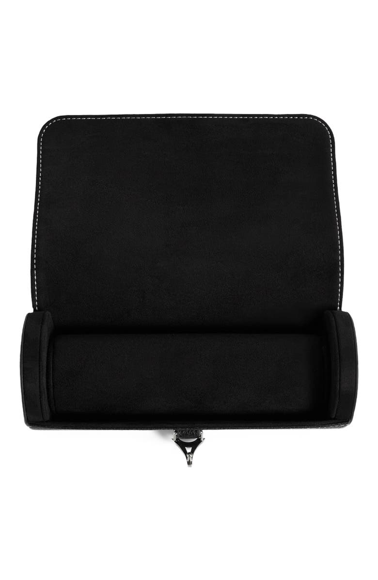 Manière De Voir Fred Pebbled Leather Contrast Stitch Watch Roll, Alternate, color, Black