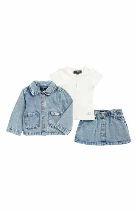 7 For All Mankind Ribbed Henley, Shirt Jacket & Denim Skirt Set