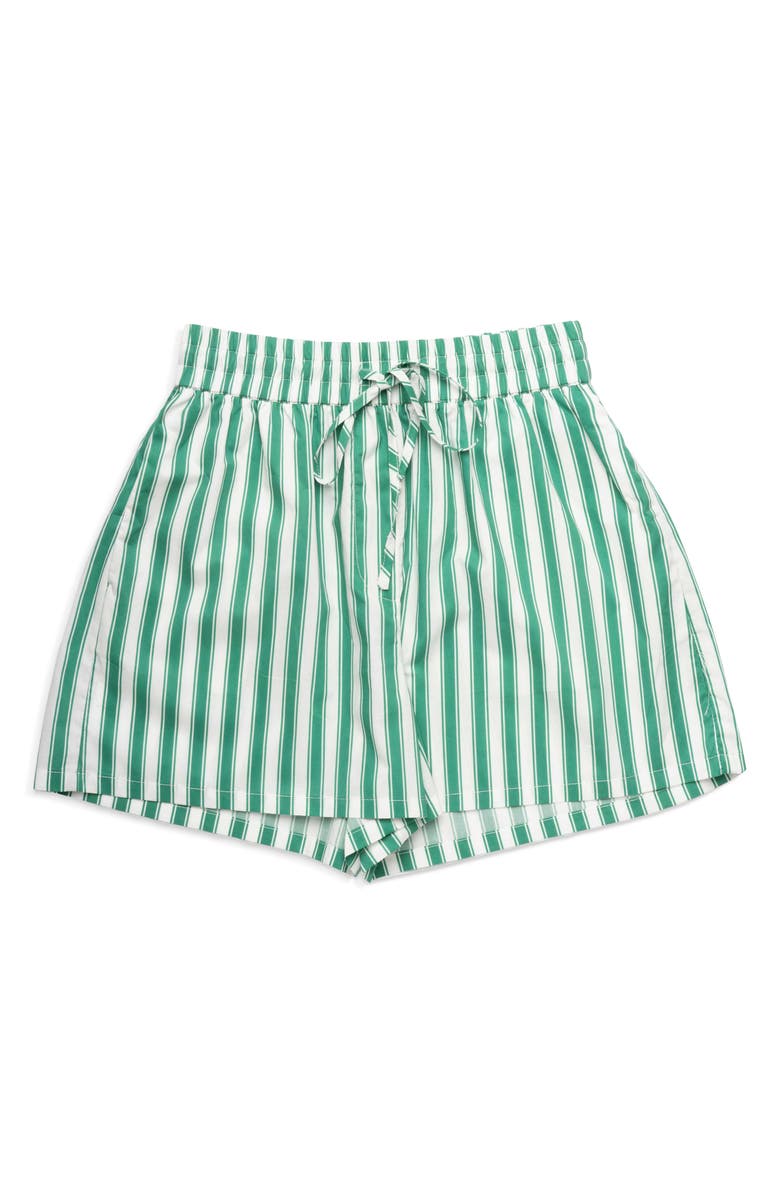 DELUC Nola Stripe Tie Waist Shorts, Alternate, color, Striped Green