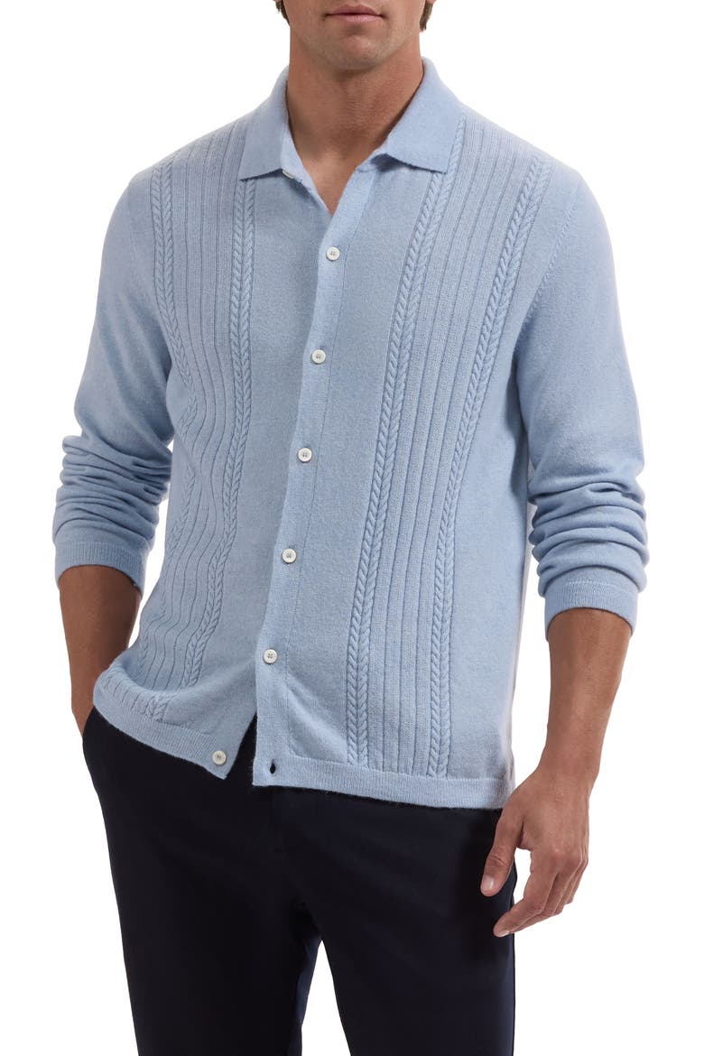 Cable Wool and Cashmere Cardigan, Main, color, AIR BLUE