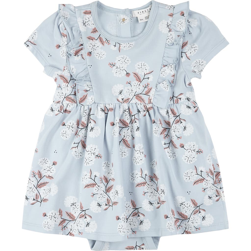 FIRSTS BY PETIT LEM FIRSTS BY PETIT LEM HYDRANGEA PRINT RUFFLE SKIRTED BODYSUIT