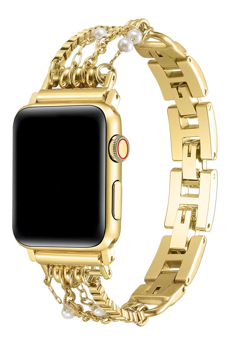 Gigi Pearl Chain Watchband, Main, color, GOLD