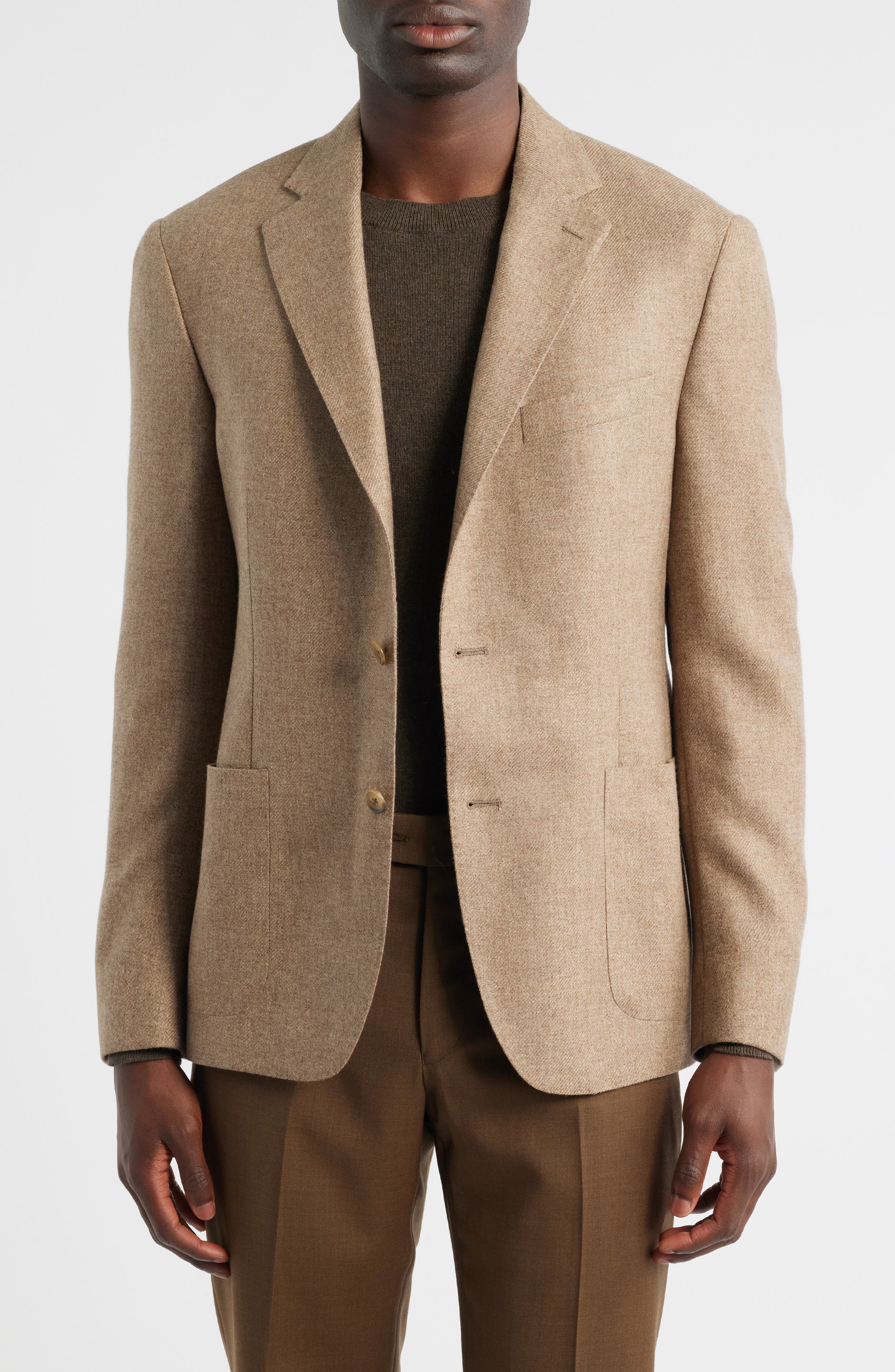 Vince Icon Relaxed Fit Heathered Tan Brushed Cashmere Sport Coat
