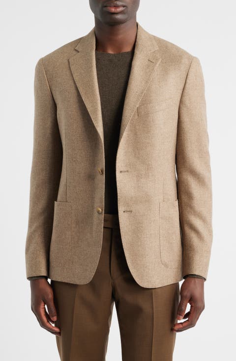 Icon Relaxed Fit Heathered Tan Brushed Cashmere Sport Coat