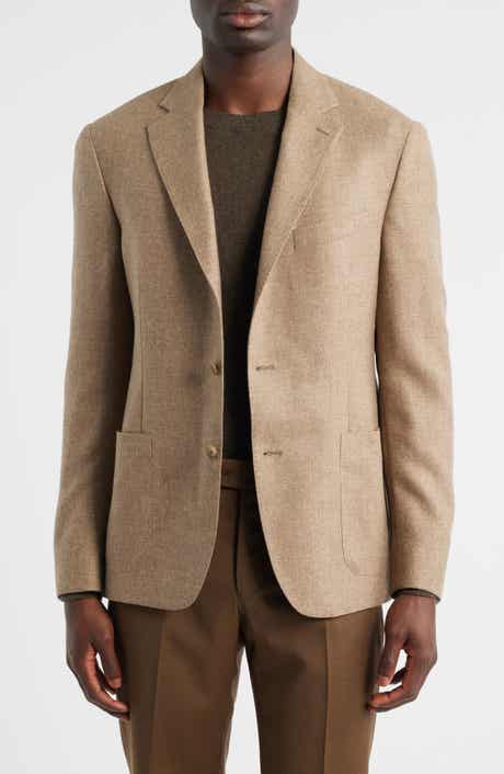 Vince Icon Relaxed Fit Heathered Tan Brushed Cashmere Sport Coat