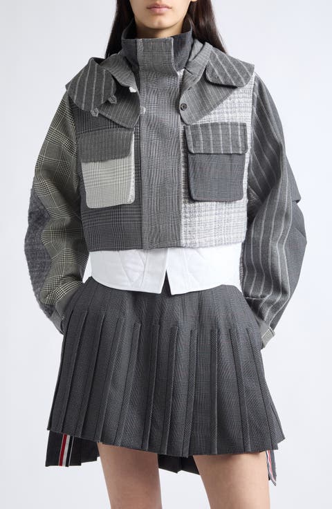 Cropped Tailored Wool Parka with Detachable Vest