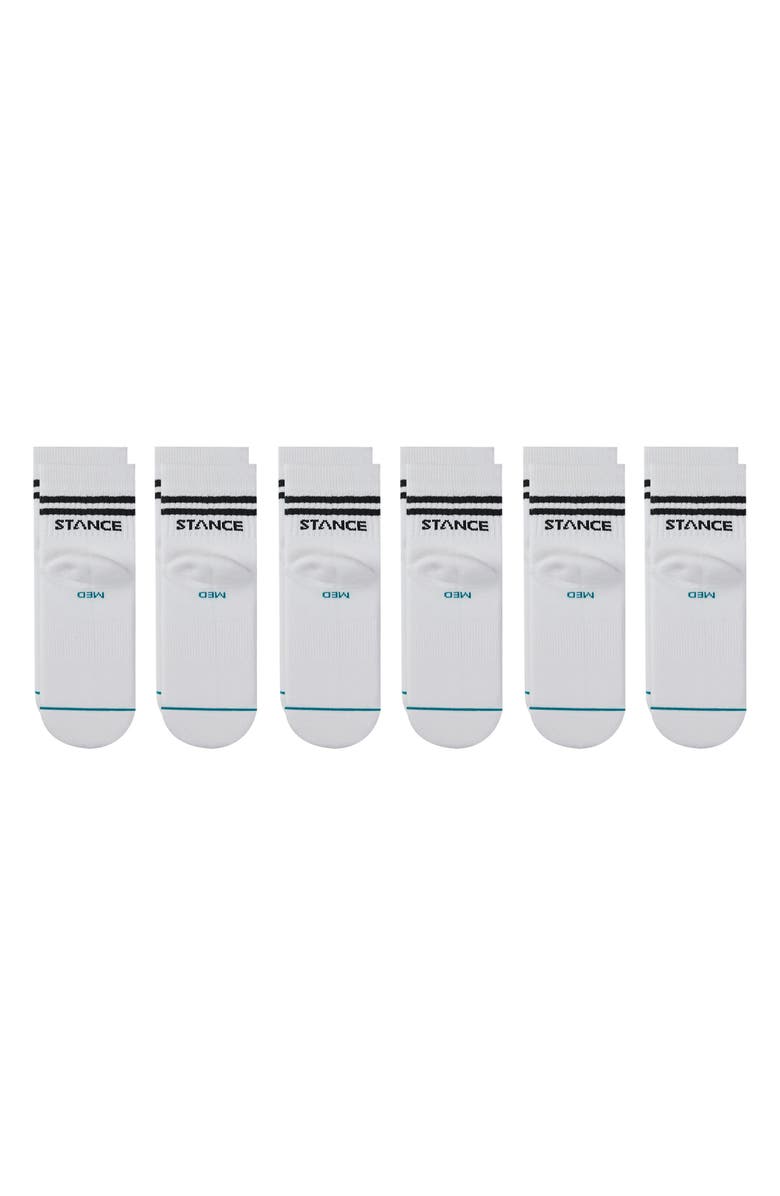 Stance Core 6-Pack Quarter Length Socks, Alternate, color, White