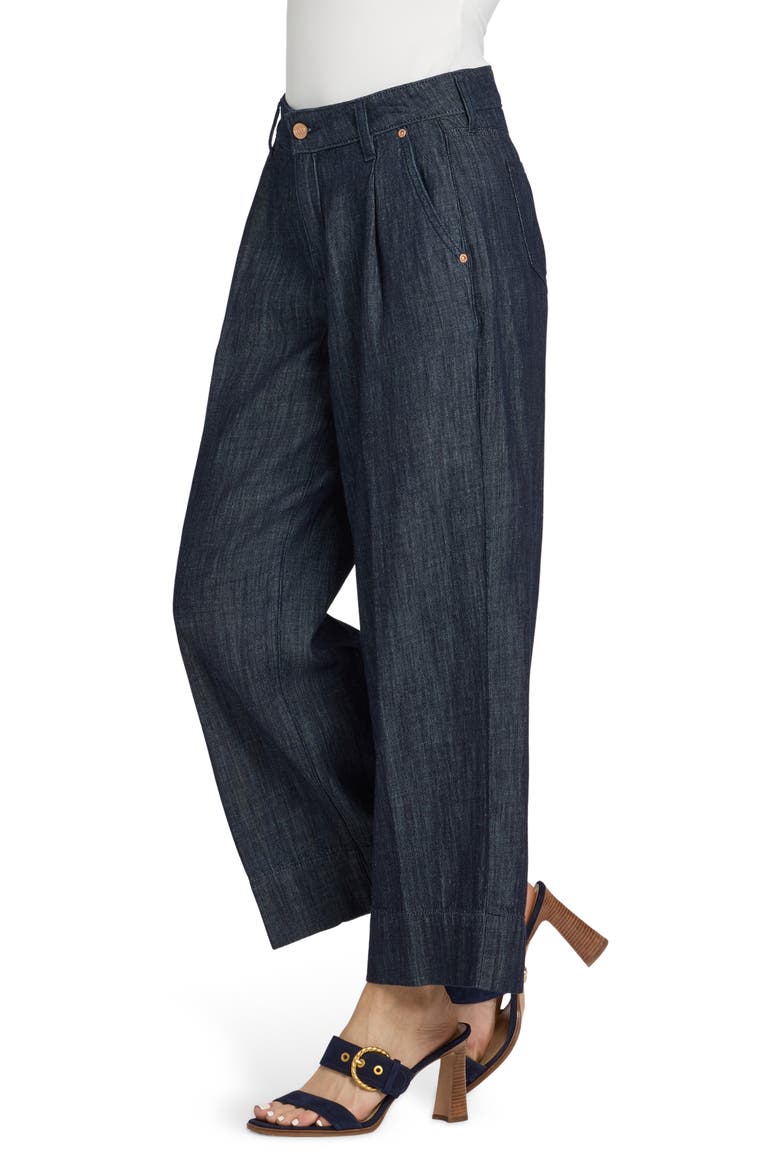 Teresa Pleated High Waist Wide Leg Ankle Jeans, Alternate, color, DARK INDIGO