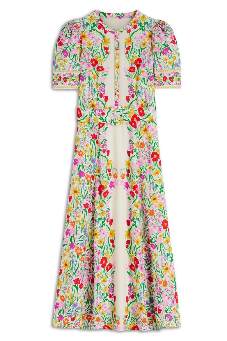 Kate Floral Puff Sleeve Belted Shirtdress, Alternate, color, IVORY GARDEN PLACEMENT