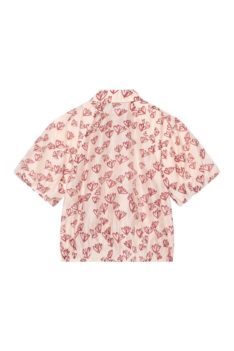 Heart Print Puff Sleeve Shirt, Alternate, color, Light Pink