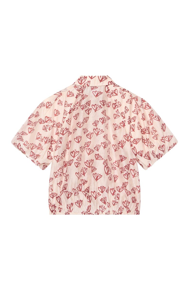 MINT VELVET Heart Print Puff Sleeve Shirt, Alternate, color, Light Pink
