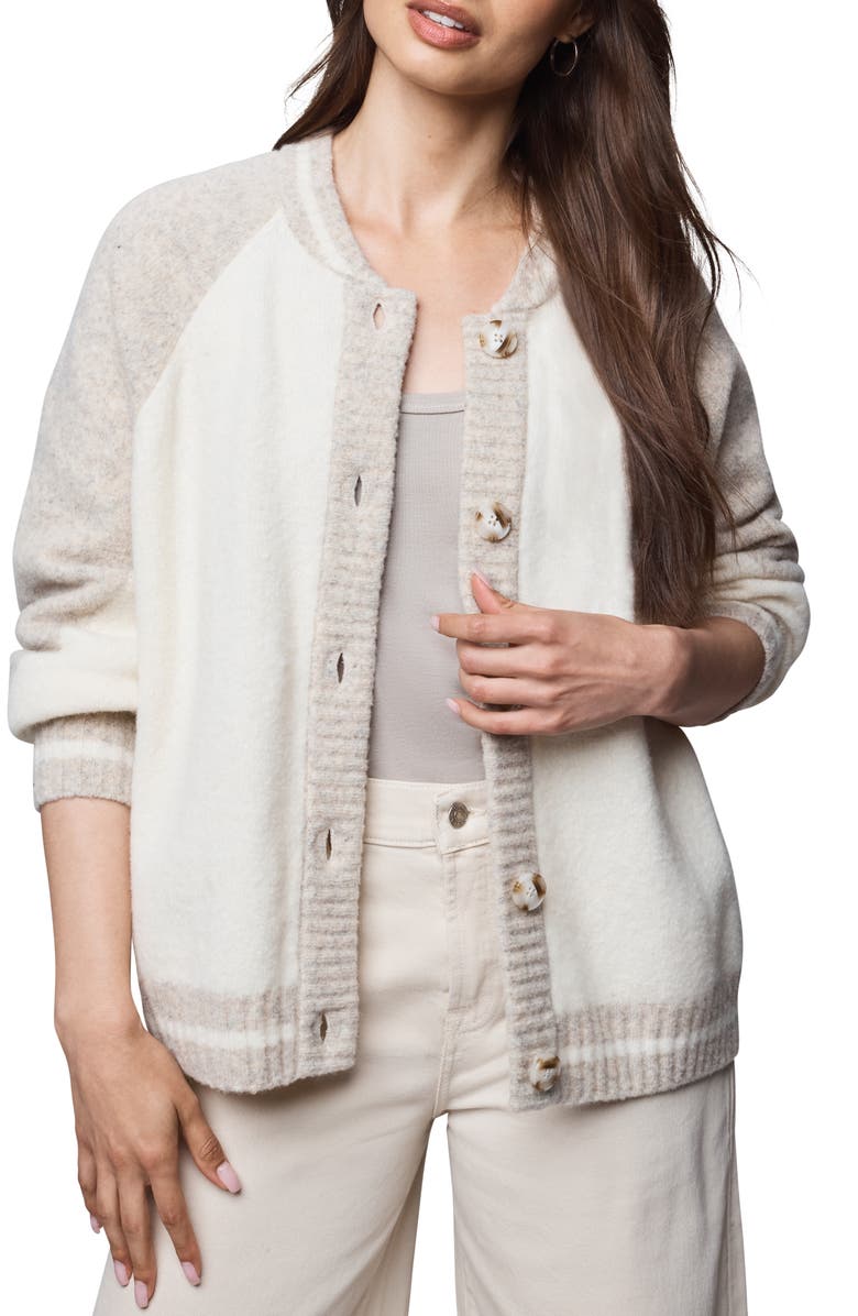 Splendid Rhodes Wool Blend Varsity Shacket, Main, color, Ivory Color Block
