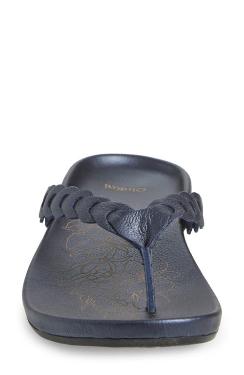 Olukai Lei Leather Flip Flop In Blue