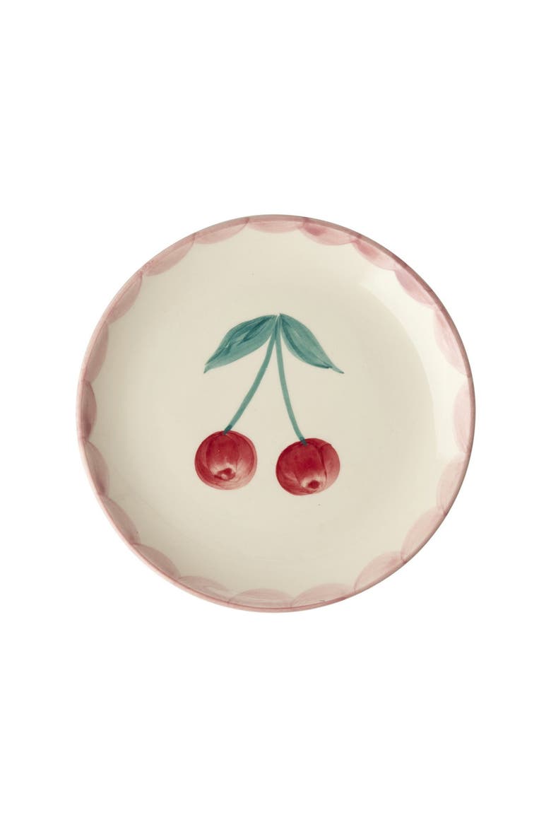 Ceramic Cake Plate Hand Painted Cherries, Main, color, Red