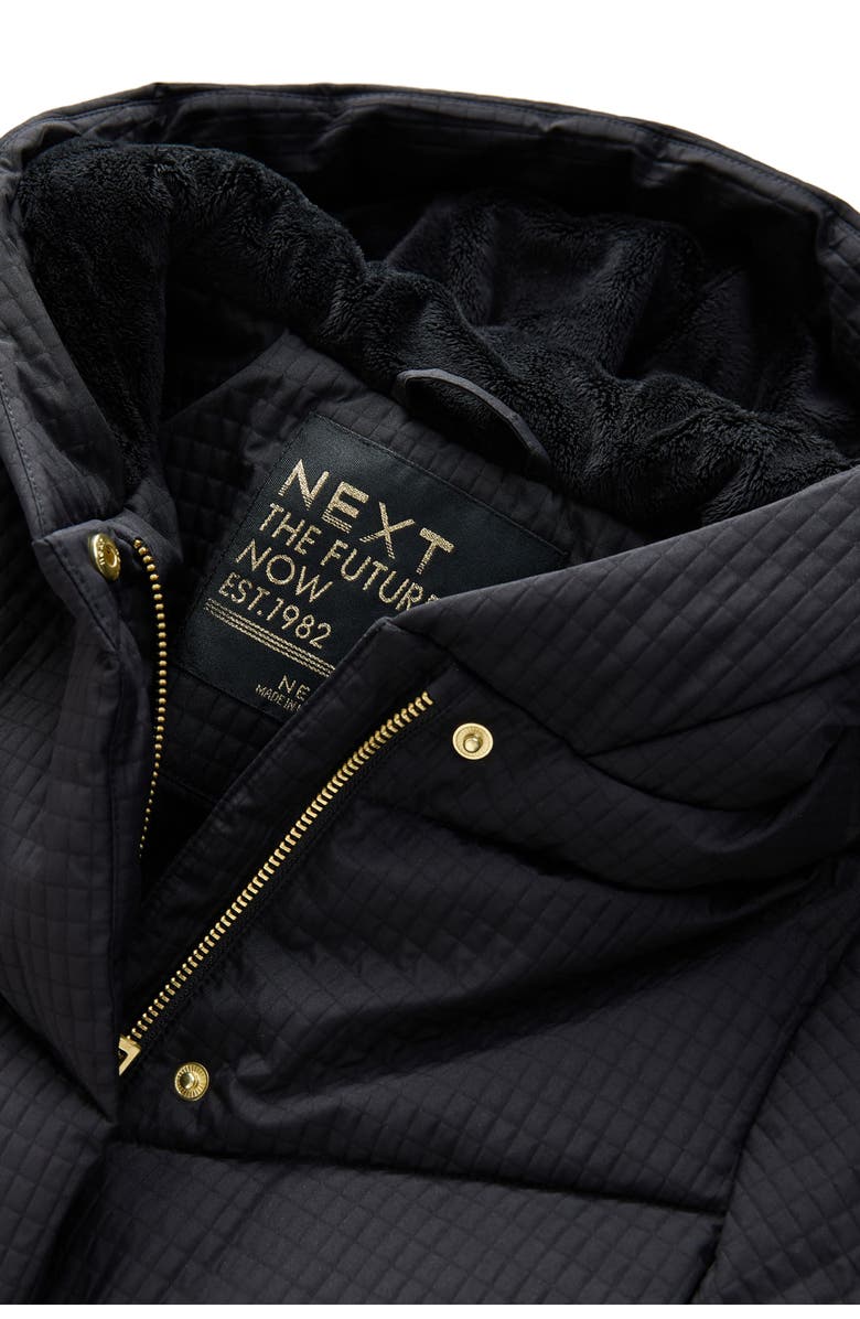 NEXT Kids' Water Resistant Longline Puffer Coat, Alternate, color, Black