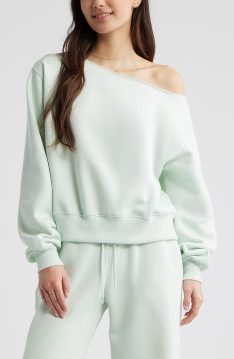 Fleece Detail Off the Shoulder Sweatshirt