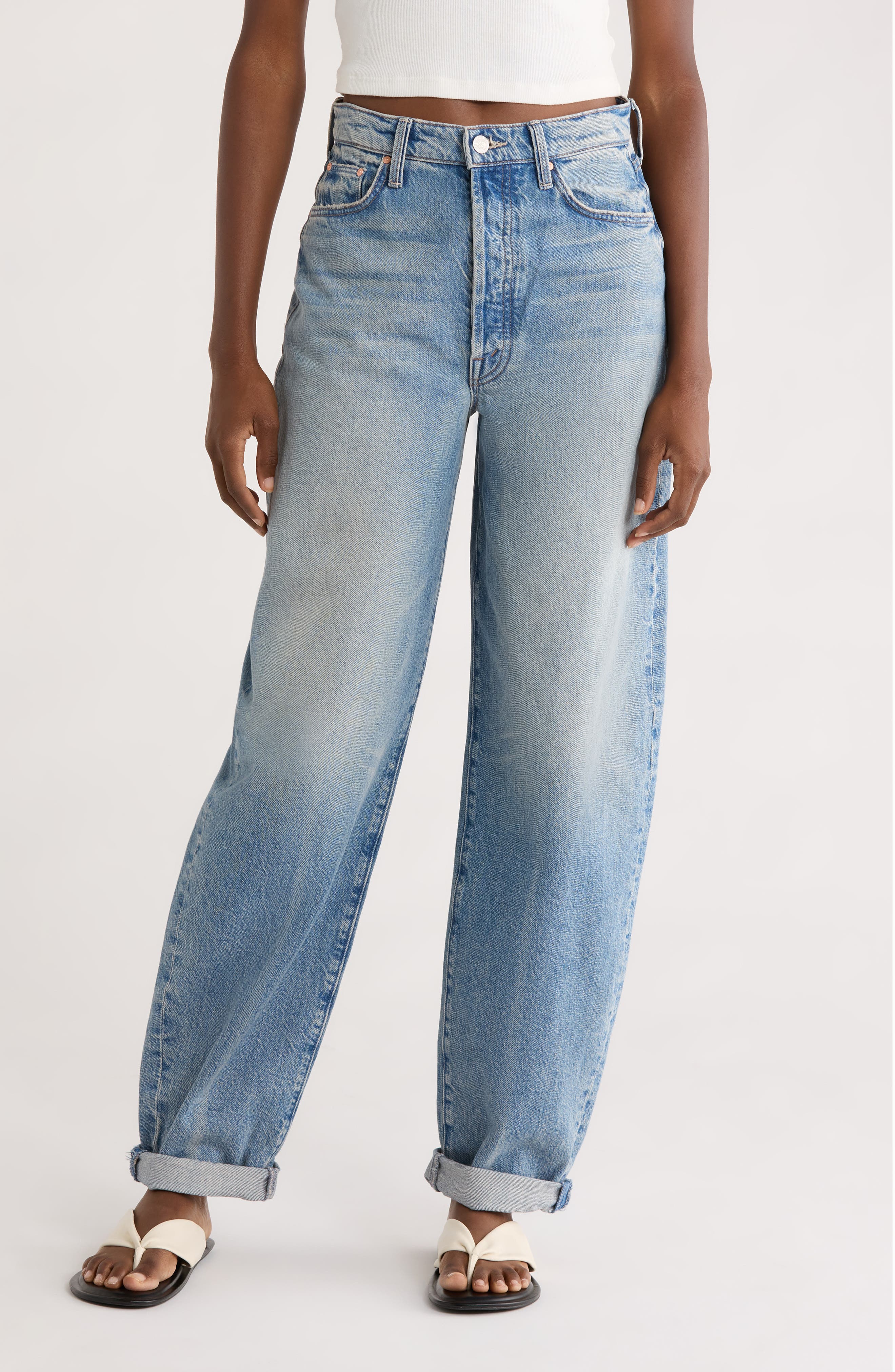 MOTHER The Fangirl Skimp Cuff Barrel Leg Jeans