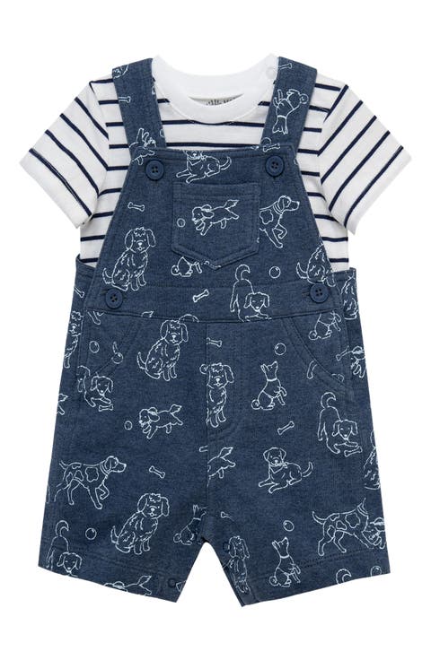 Puppies Overalls & Stripe T-Shirt Set (Baby)