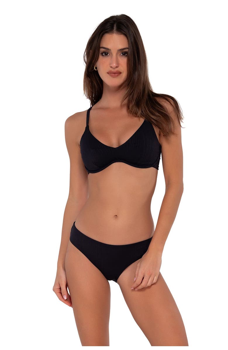 Sunsets Collins Hipster Bikini Swim Bottoms, Alternate, color, Black Seagrass Texture