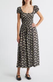 DÔEN Quinley Floral Organic Cotton Midi Dress