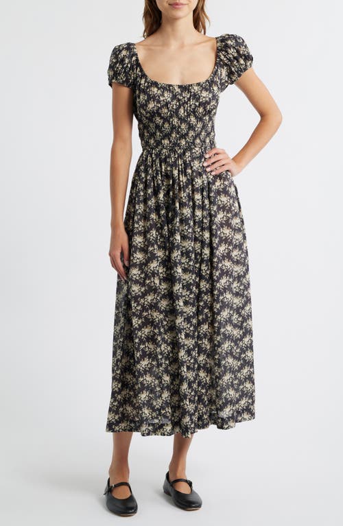 Doen Dôen Quinley Floral Organic Cotton Midi Dress In Multi