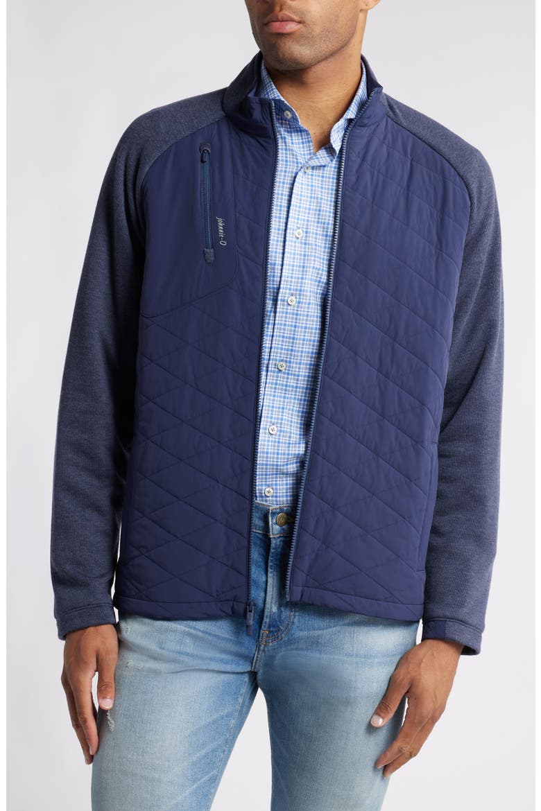 Weller Lightweight Mixed Media Fleece Jacket, Main, color, NAVY