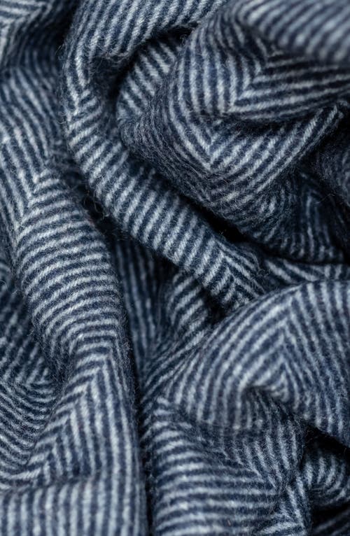 Tbco Recycled Wool Blend Throw Blanket In Blue