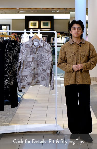 Les Deux Layton Patch Jacquard Button-Up Shirt Jacket (Men) | Nordstrom