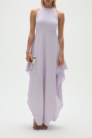 Amsale Pebble Crepe Halter Dress