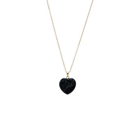 Colored Natural Stone Heart Pendant Necklace