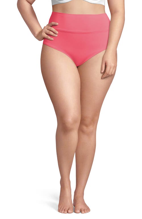Lands' End Chlorine Resistant Pinchless High Waisted Bikini Bottoms In Orange