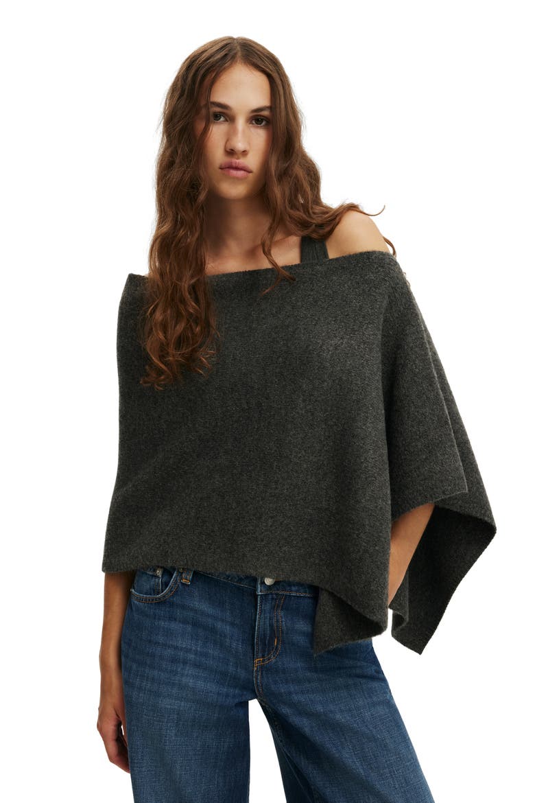 Women's Softest Luxe Poncho, Alternate, color, Charcoal Marle
