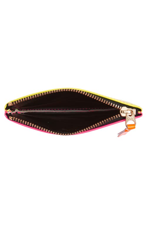 Comme Des Garçons Super Fluo Leather Line Zip Pouch In Pink