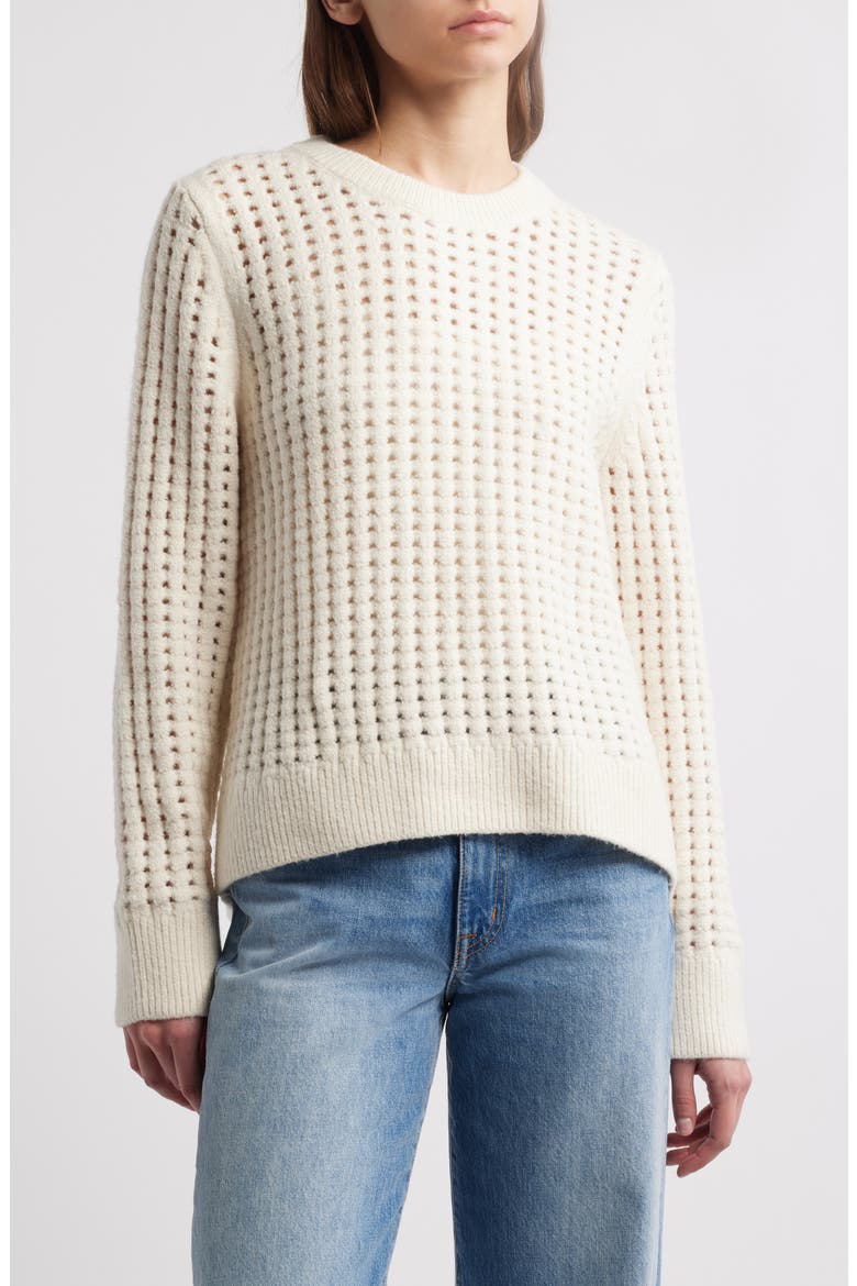 Chunky Mesh Cotton Blend Sweater, Main, color, IVORY DOVE