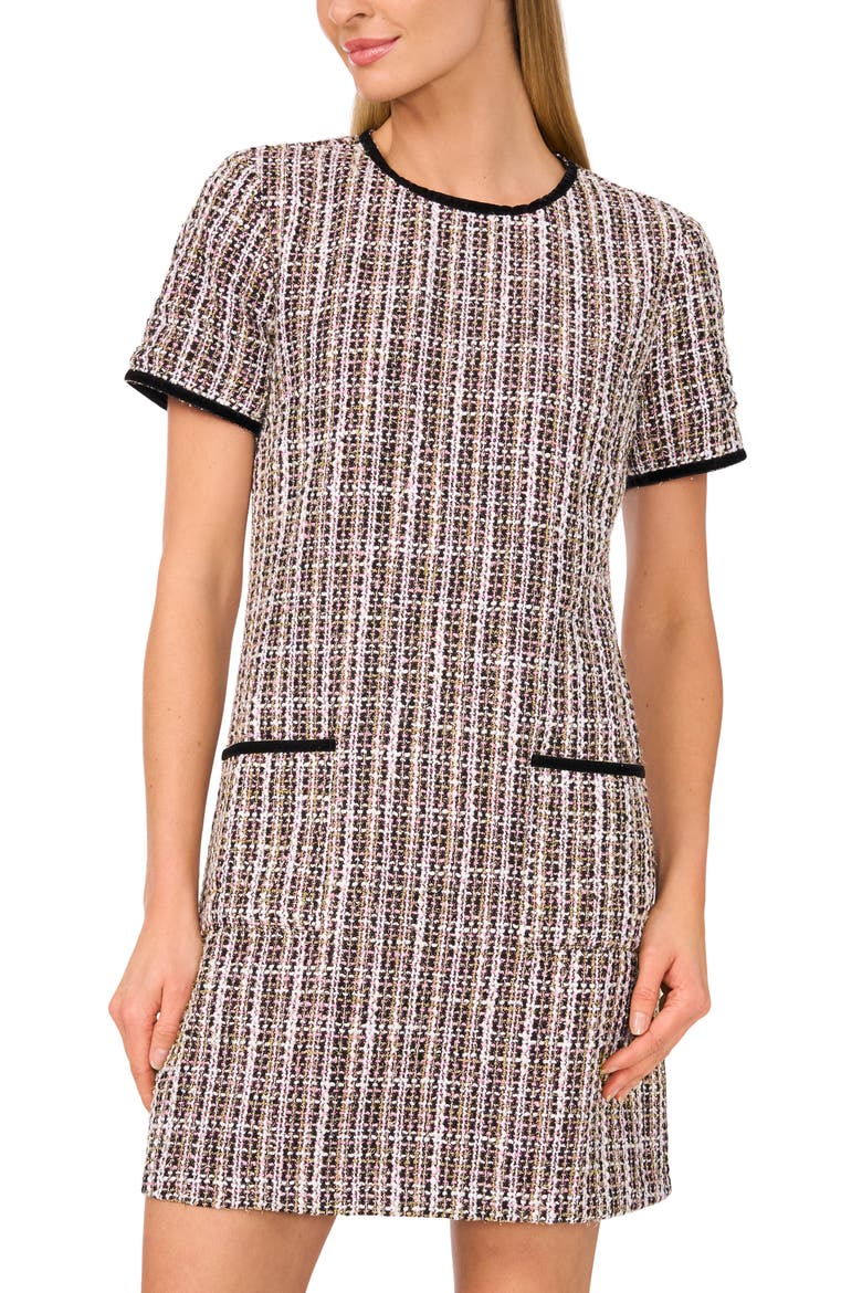 Tweed Shift Dress, Alternate, color, RICH BLACK