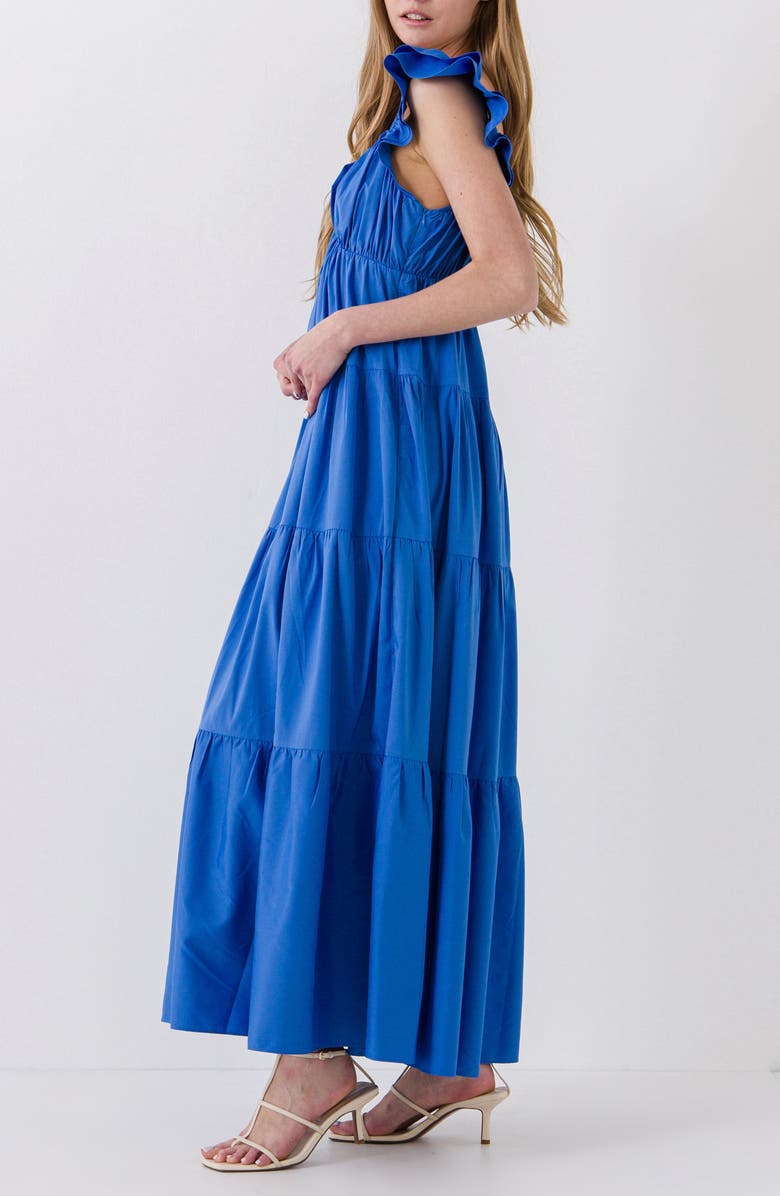 Free the Roses Ruffle Sleeve Maxi Dress, Alternate, color, Blue