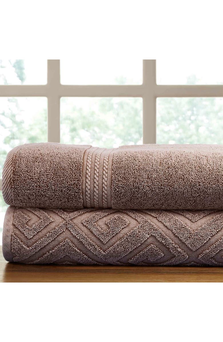 Modern Threads Mocha Deco Diamond Denim Washed Bath Towel - Set of 2, Alternate, color, 