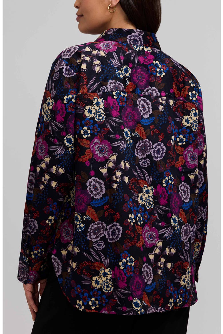 Meghan Floral Print Cotton Button-Up Shirt, Alternate, color, BLACK/ MULTI
