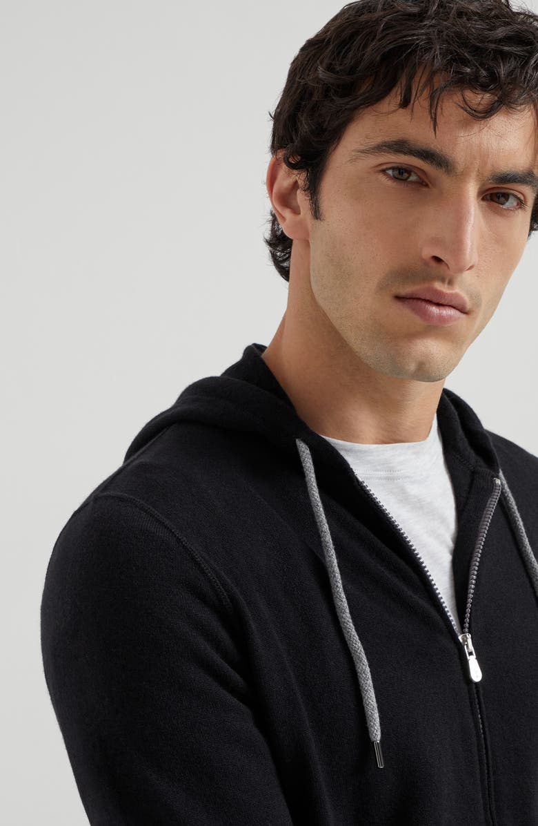 Brunello Cucinelli Sweatshirt-style cardigan, Alternate, color, Black