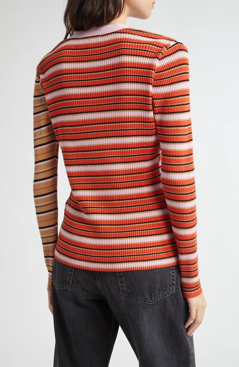 Stine Goya Soft Rib Cardigan, Alternate, color, Cream Stripes / Pink Stripes