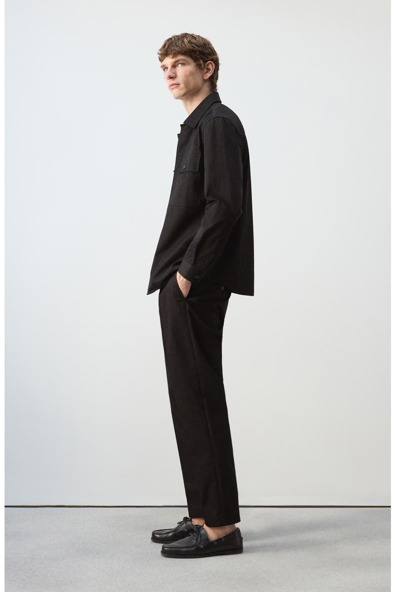 Pleated Cotton Straight Leg Pants, Alternate, color, BLACK