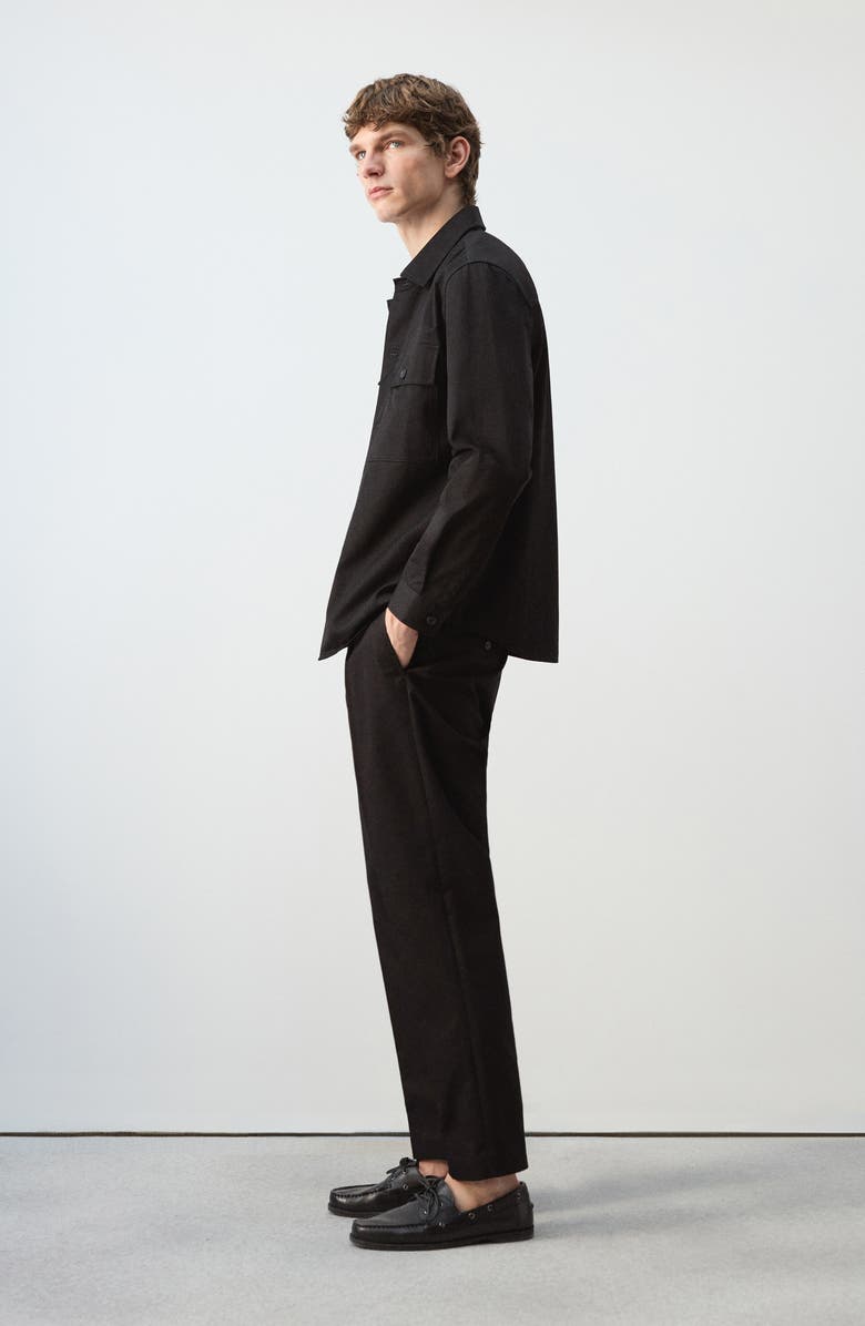 MANGO Pleated Cotton Straight Leg Pants, Alternate, color, Black