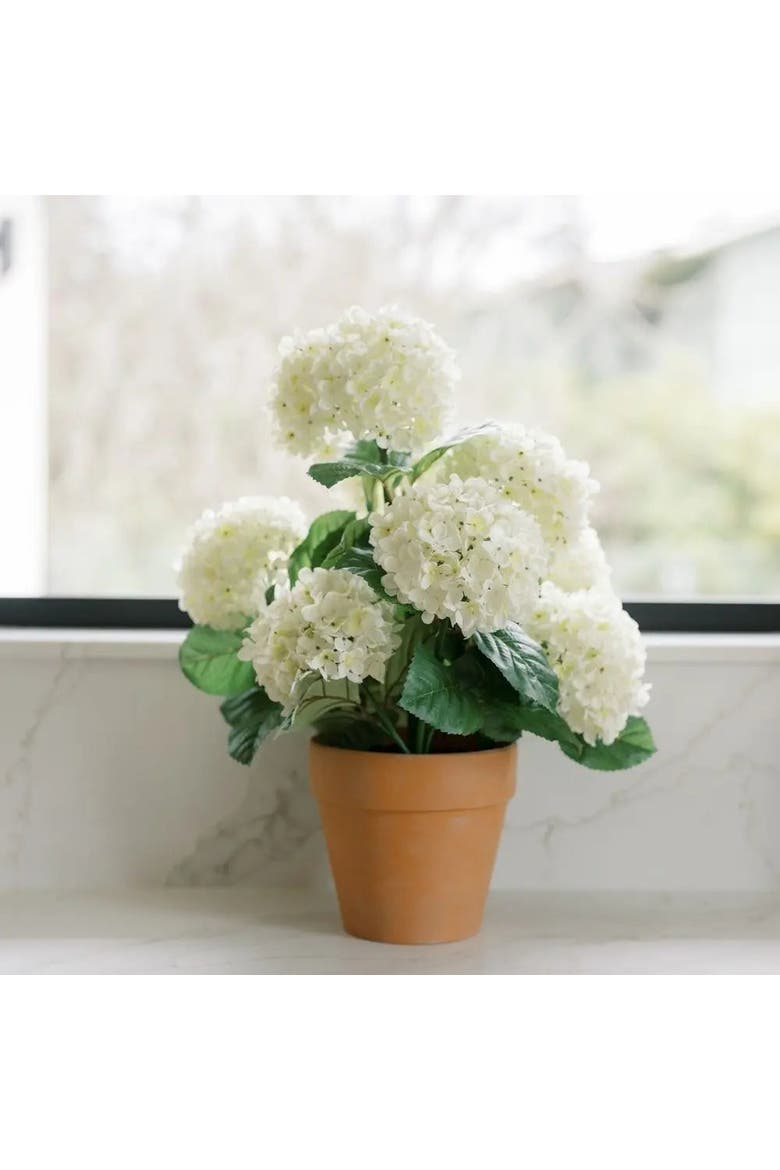23" Artificial White Potted Hydrangea Plant, Alternate, color, White