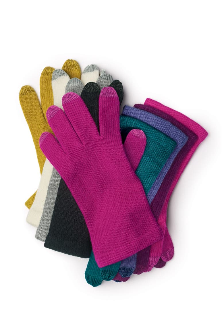 'Allover Touch' Gloves, Alternate, color, BLACK