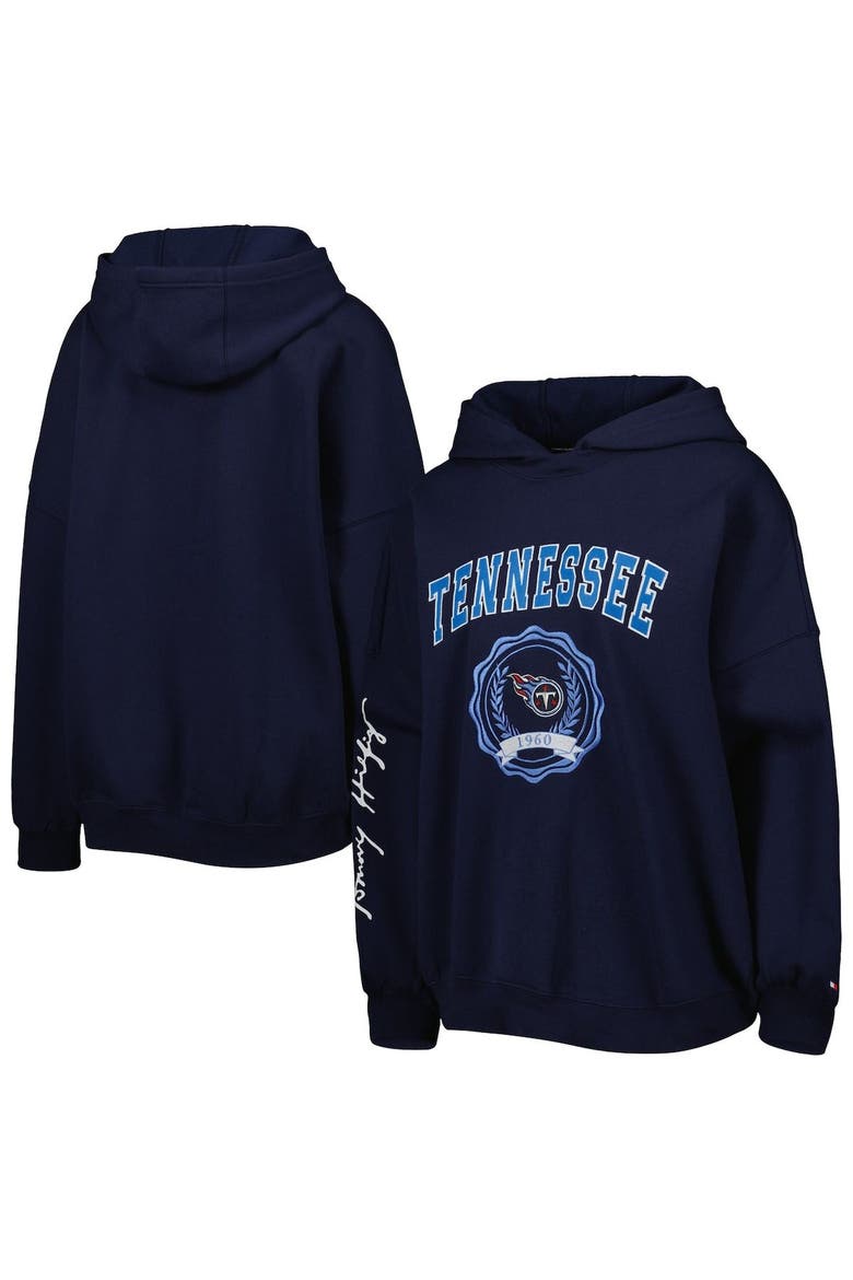 Women's Tommy Hilfiger Navy Tennessee Titans Becca Drop Shoulder Pullover Hoodie, Main, color, Navy