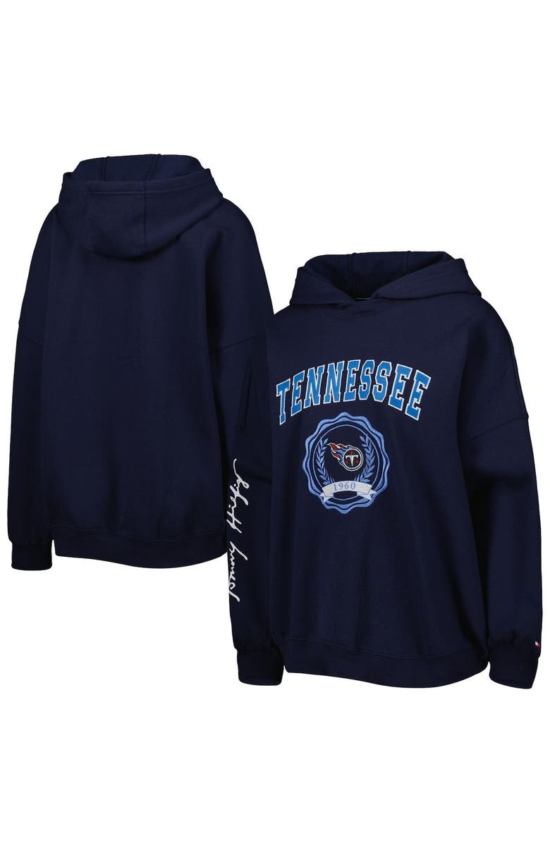 Tommy Hilfiger Women's Tommy Hilfiger Navy Tennessee Titans Becca Drop Shoulder Pullover Hoodie, Main, color, Navy