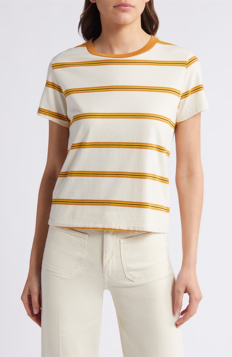 THE GREAT. The Little Stripe Crewneck Cotton T-Shirt, Main, color,