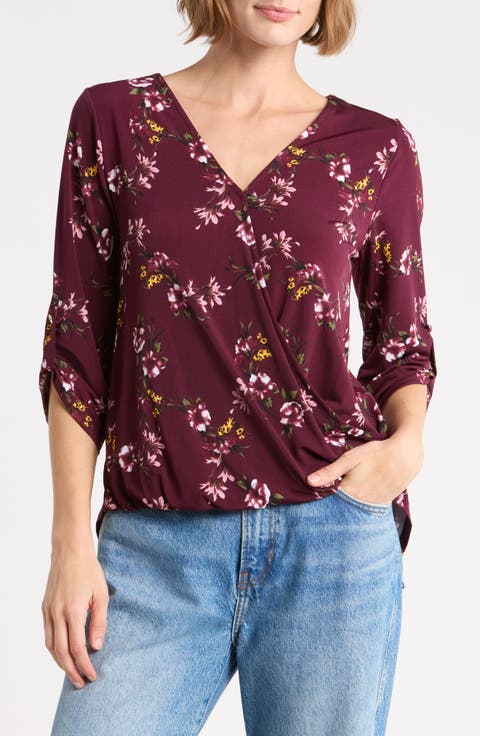 Floral Surplice High Low Top