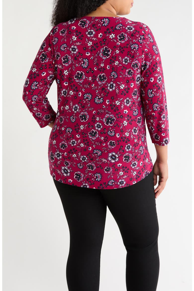 V-Neck Knit Top, Alternate, color, BERRY RED MULTI