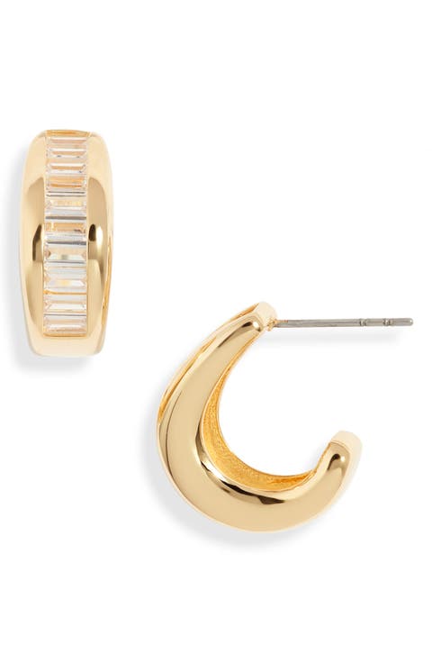 Baguette Cubic Zirconia Hoop Earrings
